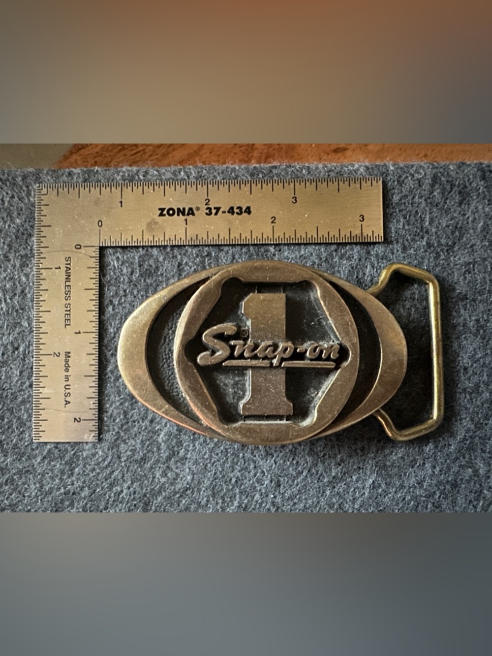 VINTAGE Snap-on Tools Solid Brass Belt Buckle SPP-455